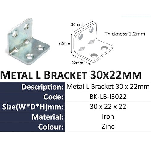 10 Pcs Zinc Steel L Bracket Corner Angle Support Joint 22mm