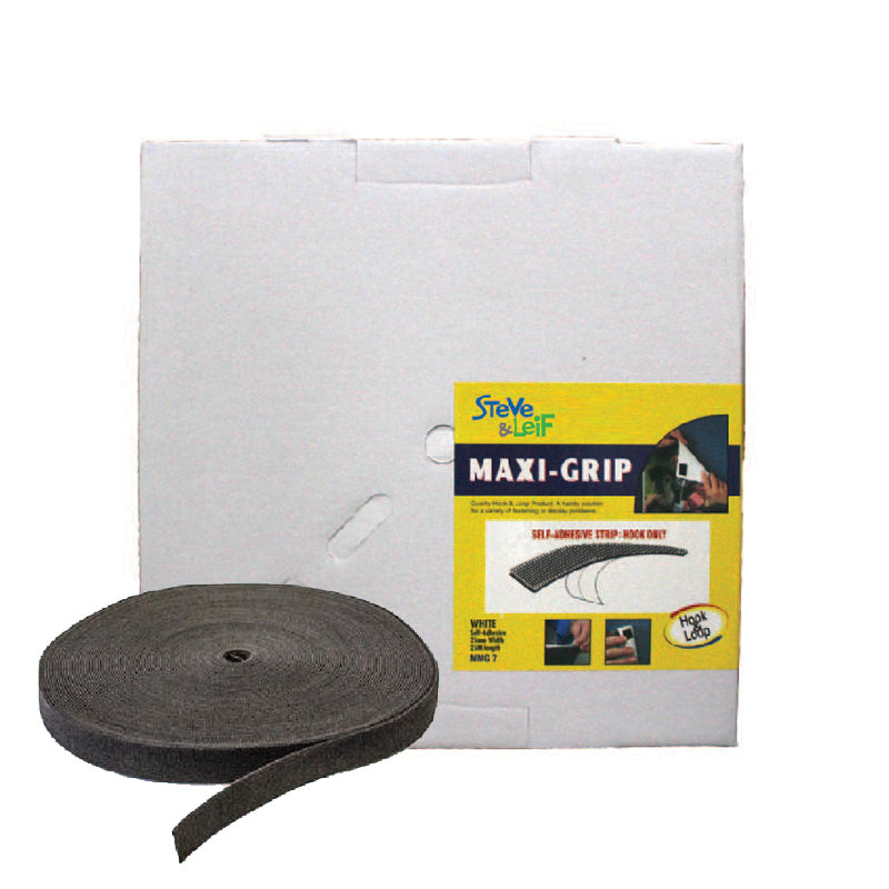 Steve & Leif Super-Grip Black Hook & Loop Strips 25MMx25M SL-748 (Hook Only)