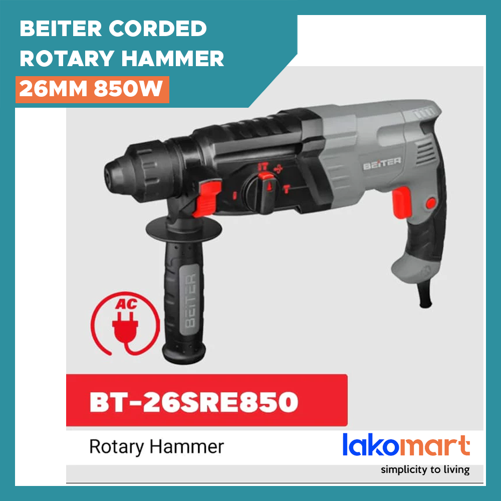 BEITER Corded Rotary Hammer for concrete wall drilling chiselling 26mm 850W (BT-26SRE850)