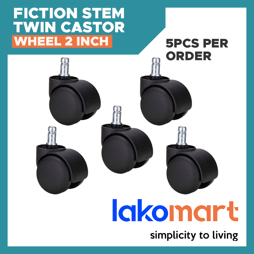 Fiction Stem Twin Castor Wheel 2 Inch for Ikea Office Gaming Chair Spare Part Replacement (5pcs per order)