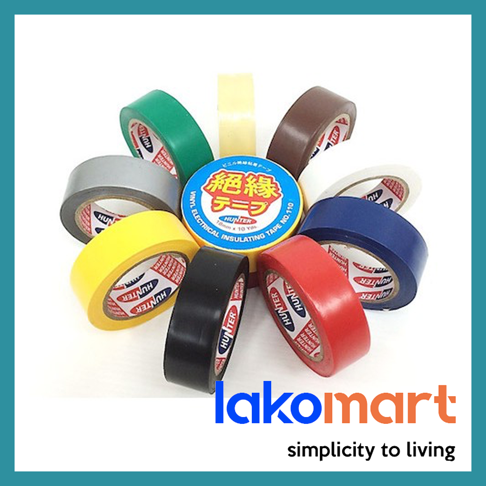 HUNTER - Insulation Tape 0.13 X 19mm X 10yd - Black/White/Grey/Blue/Green/Yellow/Brown/Red