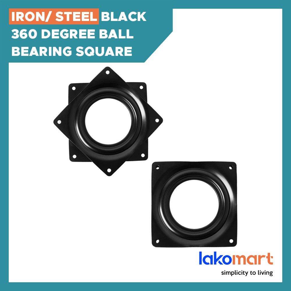 Iron/ Steel Black 360 degree Ball Bearing Square Turn Swivel Plate Lazy Susan Rotating Base DIY Furniture Chair Stool Swivel Mechanism