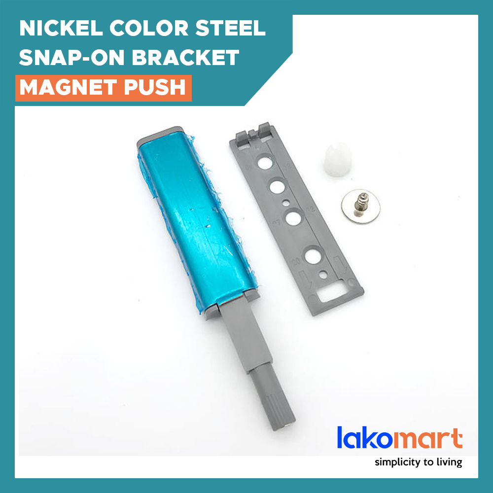 Nickel Color Steel Snap-On Bracket Magnet Push-to-Open Spring Catch for cabinet door (Straight/ Cross Bracket)