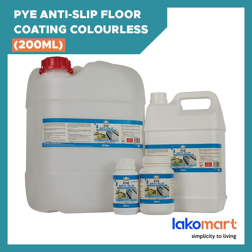 PYE ANTI-SLIP Colorless Anti Slip Floor Coating for Ceramic Concrete Wood Timber Floors (200ML)