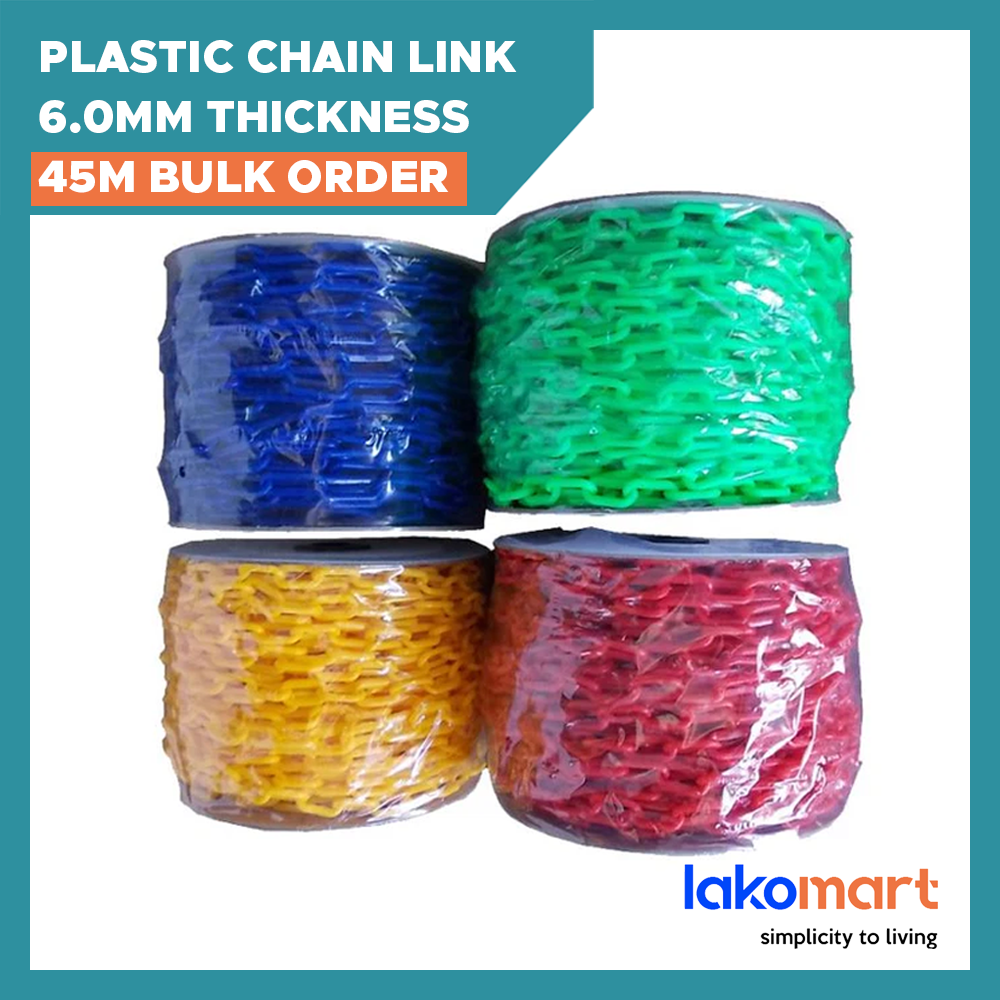 Plastic Chain link 6.0mm thickness (45m bulk order) (Yellow/ Red/ Blue/ White)