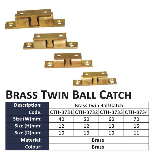 Double Ball Catch Cabinet Door Latch Brass