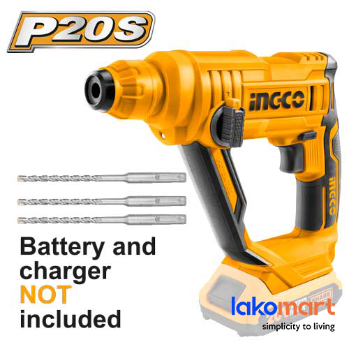 INGCO Cordless Rotary Hammer Drill 20V [CRHLI1601] - Battery and Charger NOT included