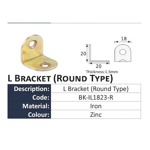 10 Pcs Yellow Zinc Plated Round End L-Shaped Bracket 2 X 2 X 18 X 1.5mm