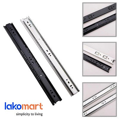 1 Pair Ball Bearing Drawer Slide Black/Zinc Plated